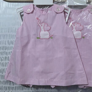 Girls Size 3m Petit Ami Embroidered Elephant Dress with Bloomers - New With Tags